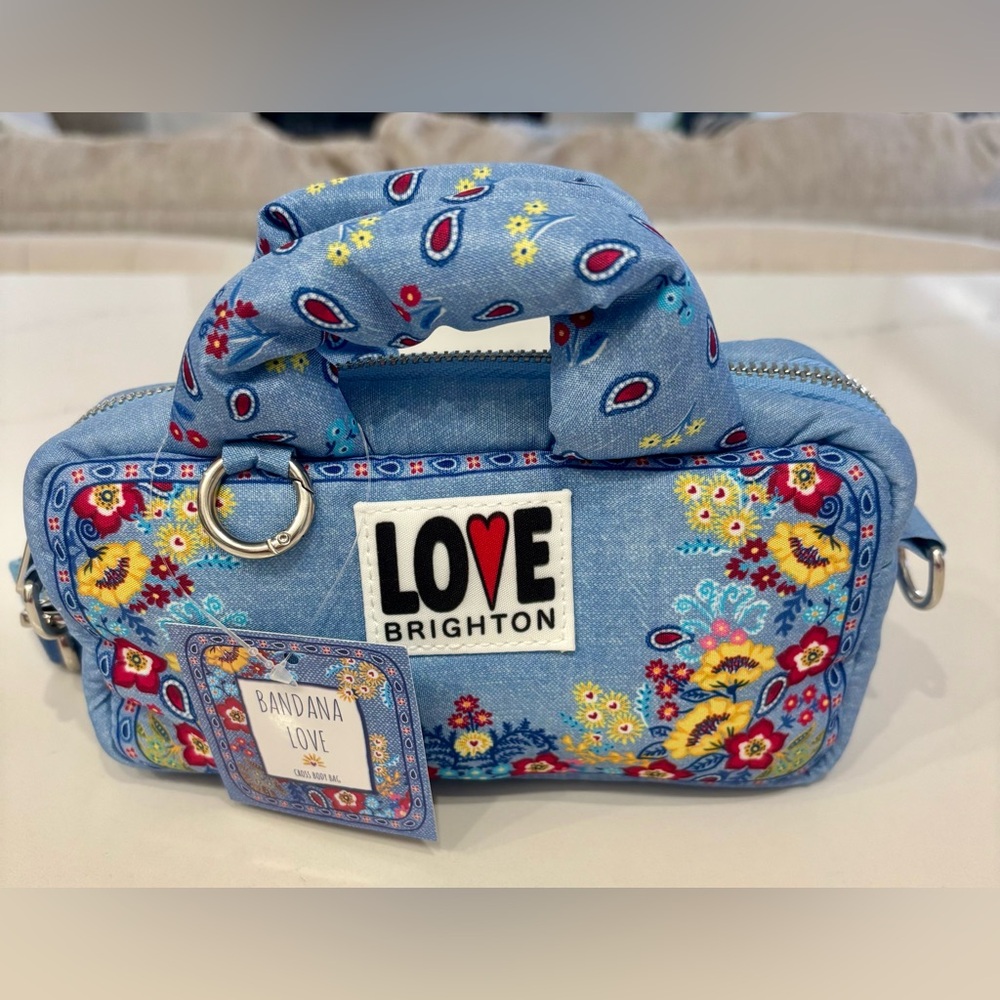 NWT Brighton Bandana Love Blue Floral Crossbody Bag